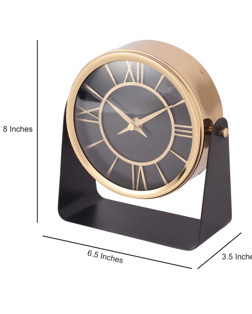 Mitsuki Gold Luxury Iron Table Clock | 6.5 x 3.5 x 8 inches