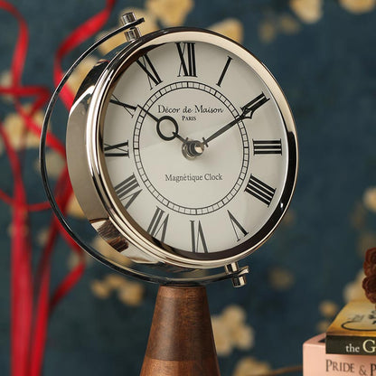 Wood's Pedestal Table Clock | Multiple Colors Silver