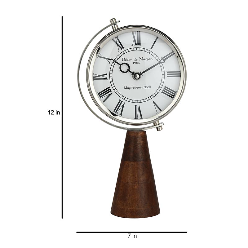 Wood's Pedestal Table Clock | Multiple Colors Silver