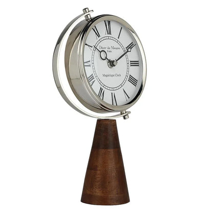 Wood's Pedestal Table Clock | Multiple Colors Silver