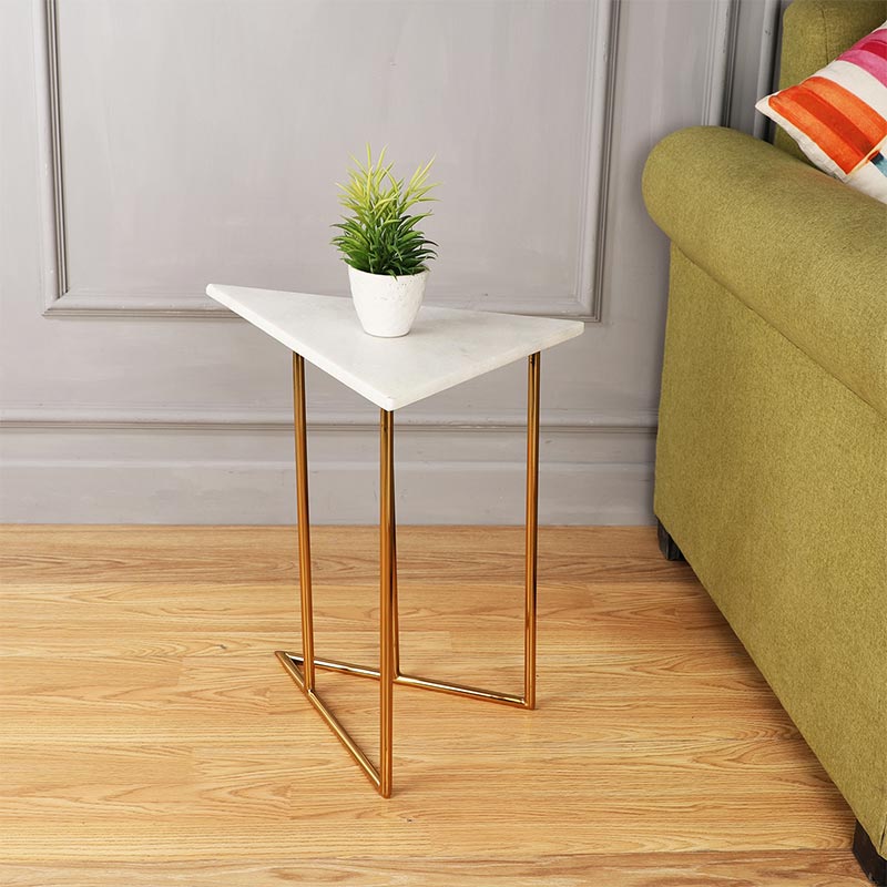 Marbled Steel Triangle Nesting Large Size Tables | Multiple Colors