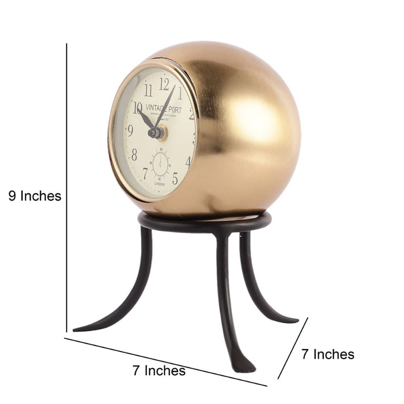 Seated Sphere Table Clock | Multiple Colors Gold & Black