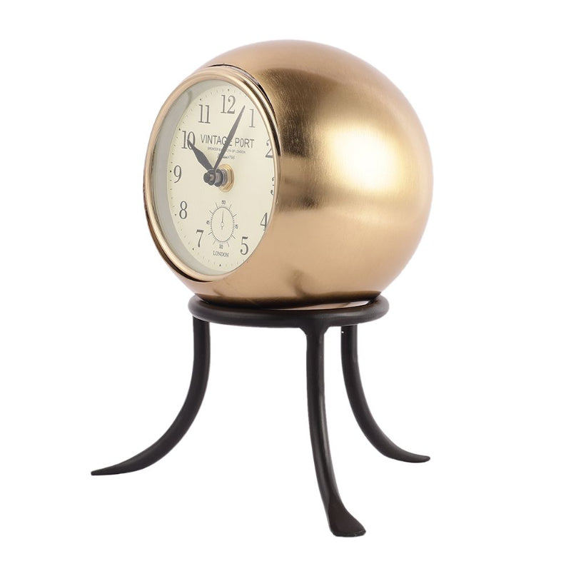 Seated Sphere Table Clock | Multiple Colors Gold & Black