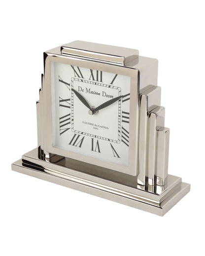 Highrise Horizon Time Steel Table Clock Silver