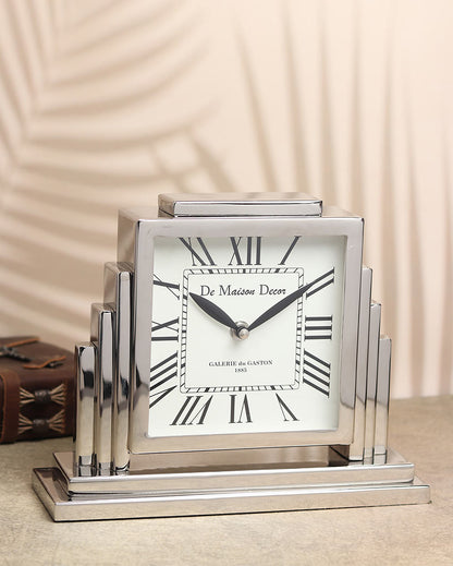 Highrise Horizon Time Steel Table Clock Silver