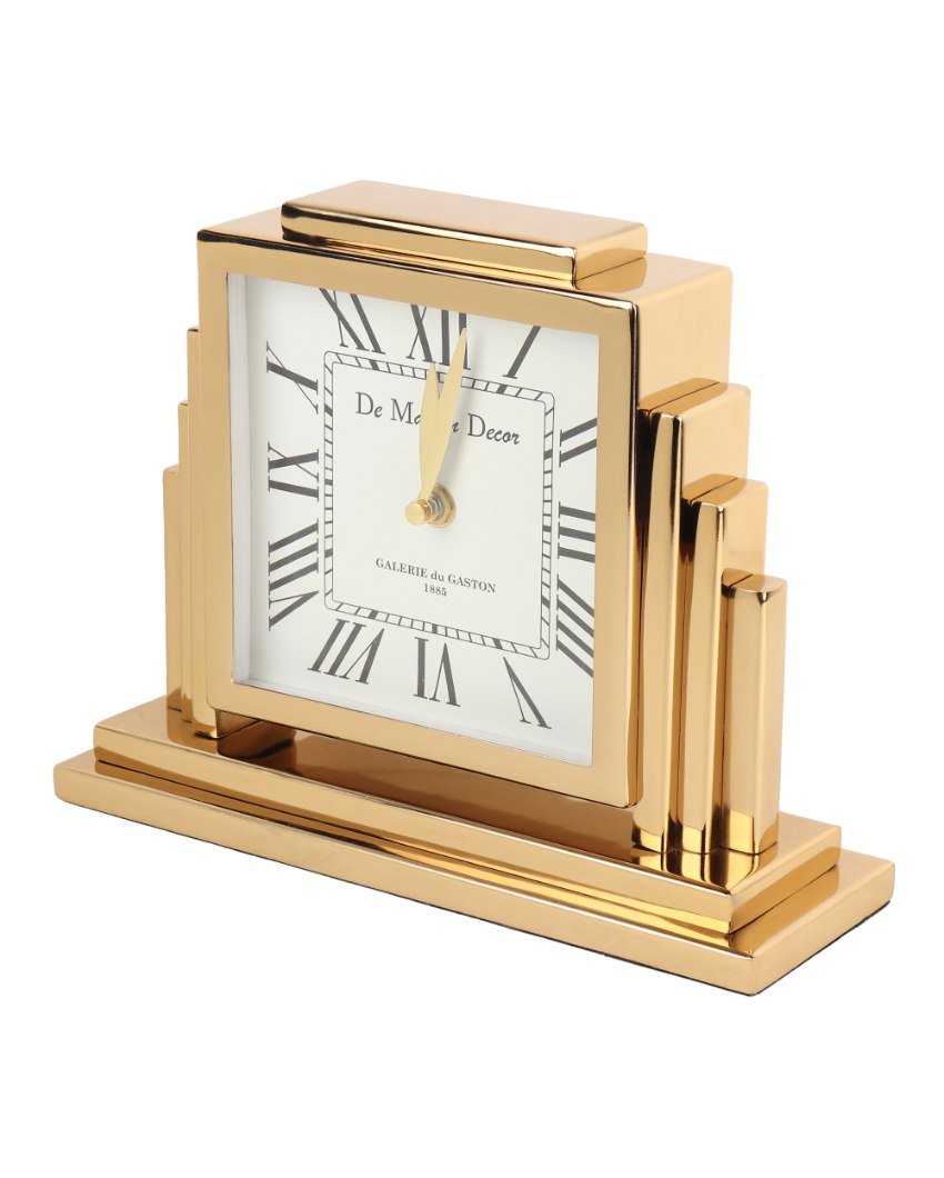 Highrise Horizon Time Steel Table Clock Gold