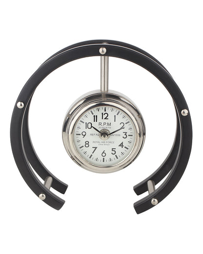 Luna Serenade Steel Table Clock Silver & Black