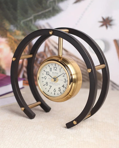 Luna Serenade Steel Table Clock Gold & Black