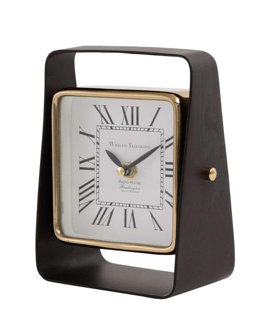 Vista Sleek Aluminium Black Table Clock | 5 x 3 x 7 inches