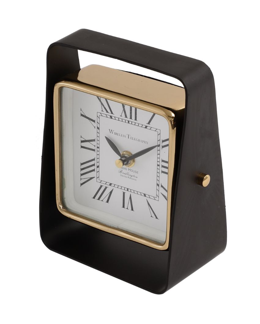 Vista Sleek Aluminium Black Table Clock | 5 x 3 x 7 inches