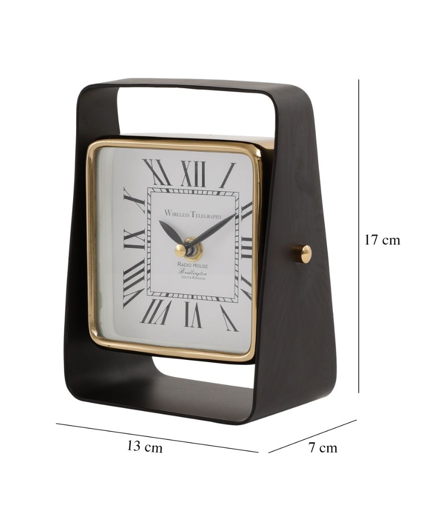 Vista Sleek Aluminium Black Table Clock | 5 x 3 x 7 inches