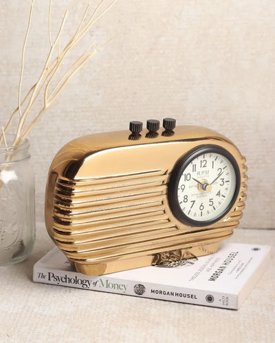 Radio Reverie Aluminum Table Clock Gold