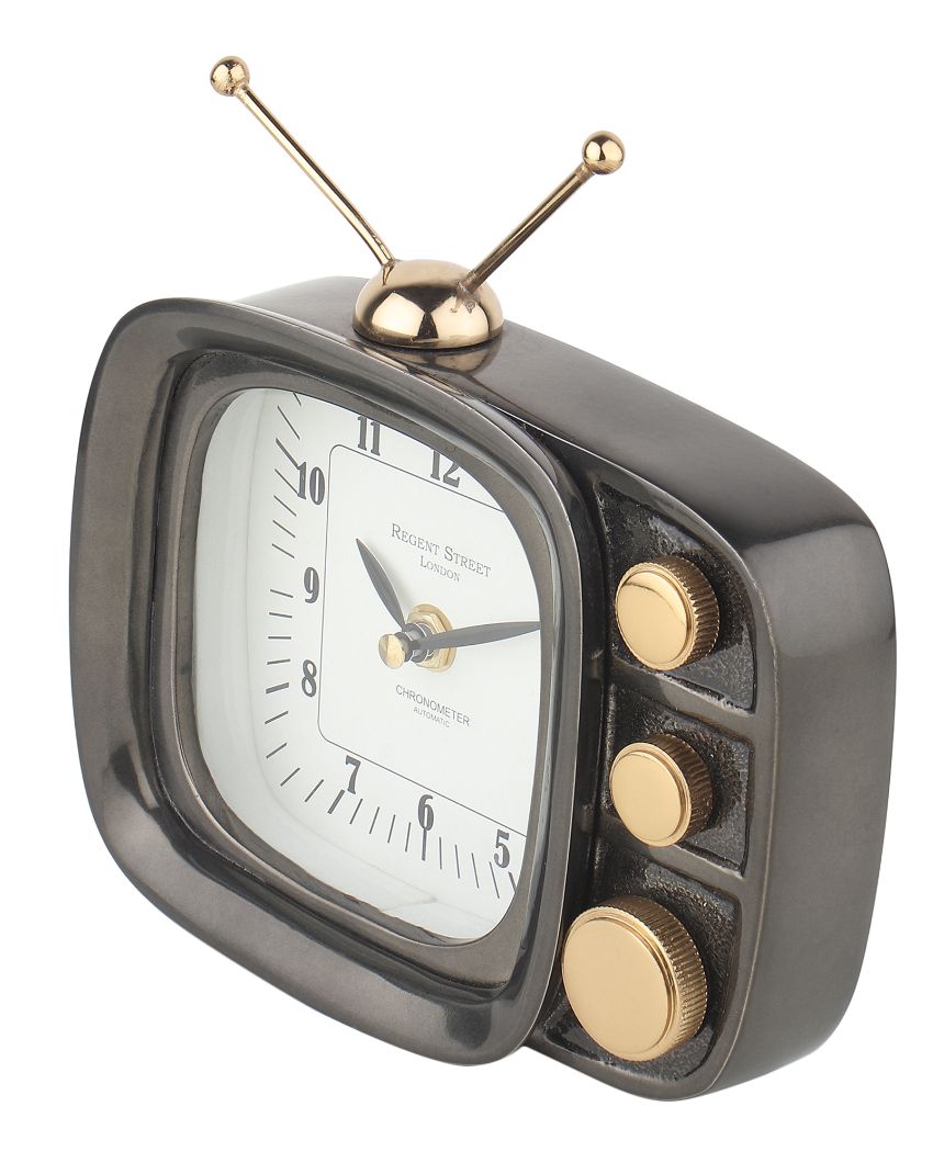 Retro Aluminum TV Timepiece Black