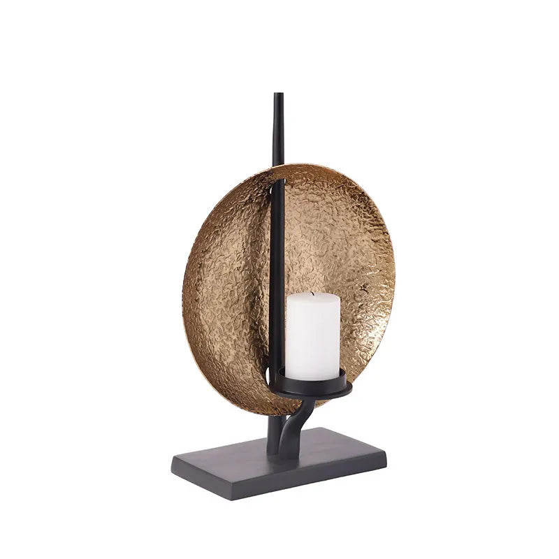 Luminous Disc Candle Holder In Gold And Black Finish Default Title