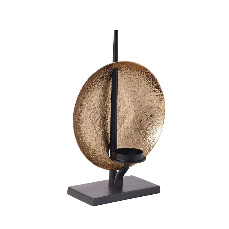 Luminous Disc Candle Holder In Gold And Black Finish Default Title