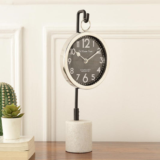 Suspended Marble Time Keeper Table Clock | Multiple colors Silver