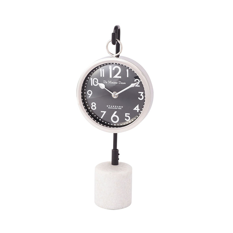 Suspended Marble Time Keeper Table Clock | Multiple colors Silver