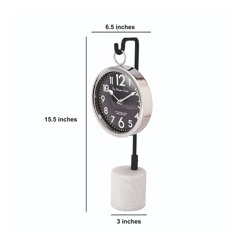 Suspended Marble Time Keeper Table Clock | Multiple colors Silver