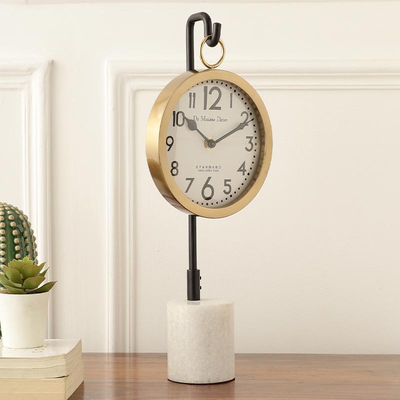 Suspended Marble Time Keeper Table Clock | Multiple colors Gold