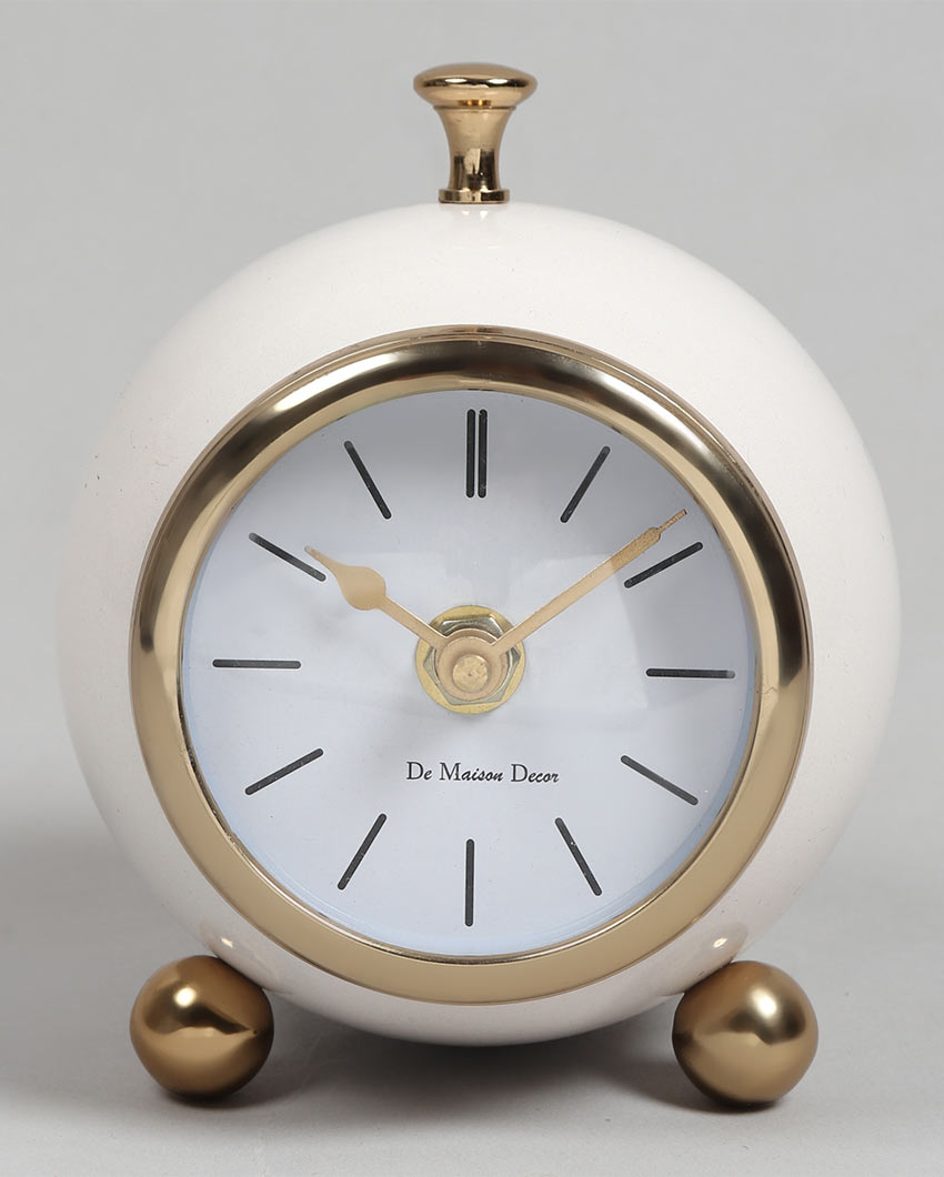 Sphere Timekeeper Iron Table Clock White