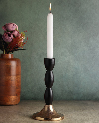 Spiral Aluminum Candle Holder Black