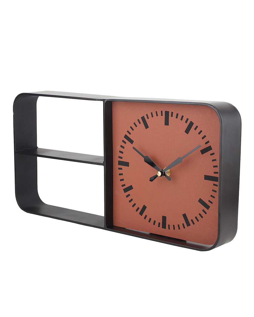 Timekeeper Shelves Iron Wall Clock Black