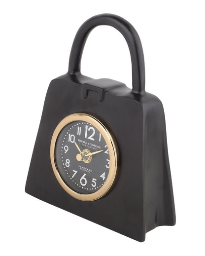 Hand Bag Aluminum Table Clock Black
