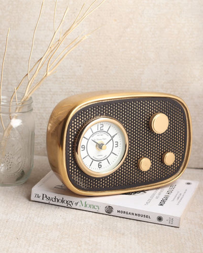 Radio Wave Aluminum Table Clock Gold