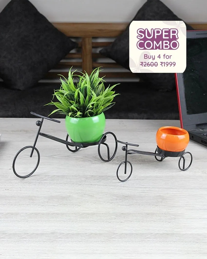 Rikshaw Charm Stand with Pots | Set ogf 2