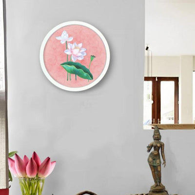 Lotus Pink Pichwai Canvas Style Wall Art Frame | Pink| 10.5 inches