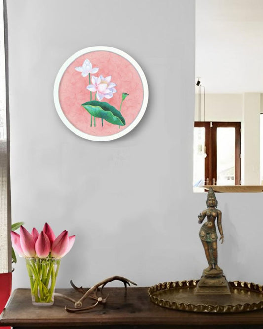 Lotus Pink Pichwai Canvas Style Wall Art Frame