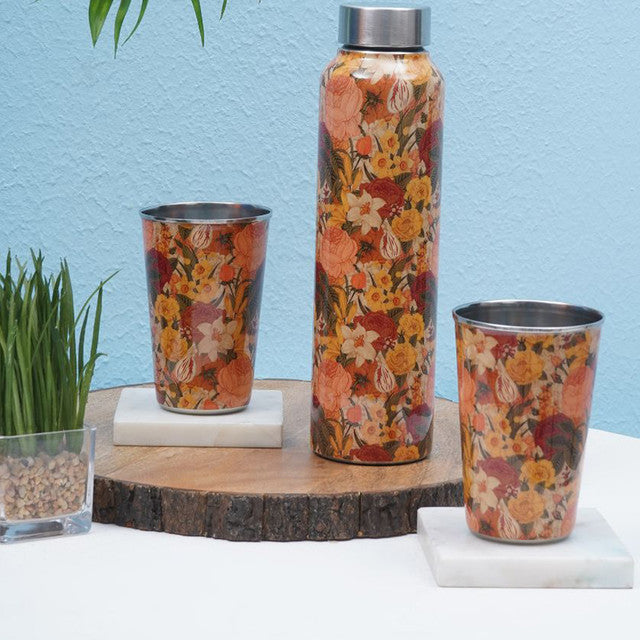 Vintage Garden 1 Bottle with 2 Tumblers Gift Set