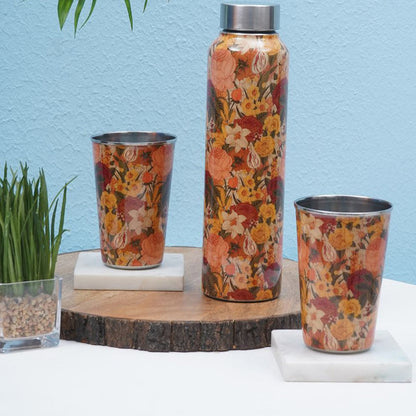 Vintage Garden 1 Bottle with 2 Tumblers Gift Set