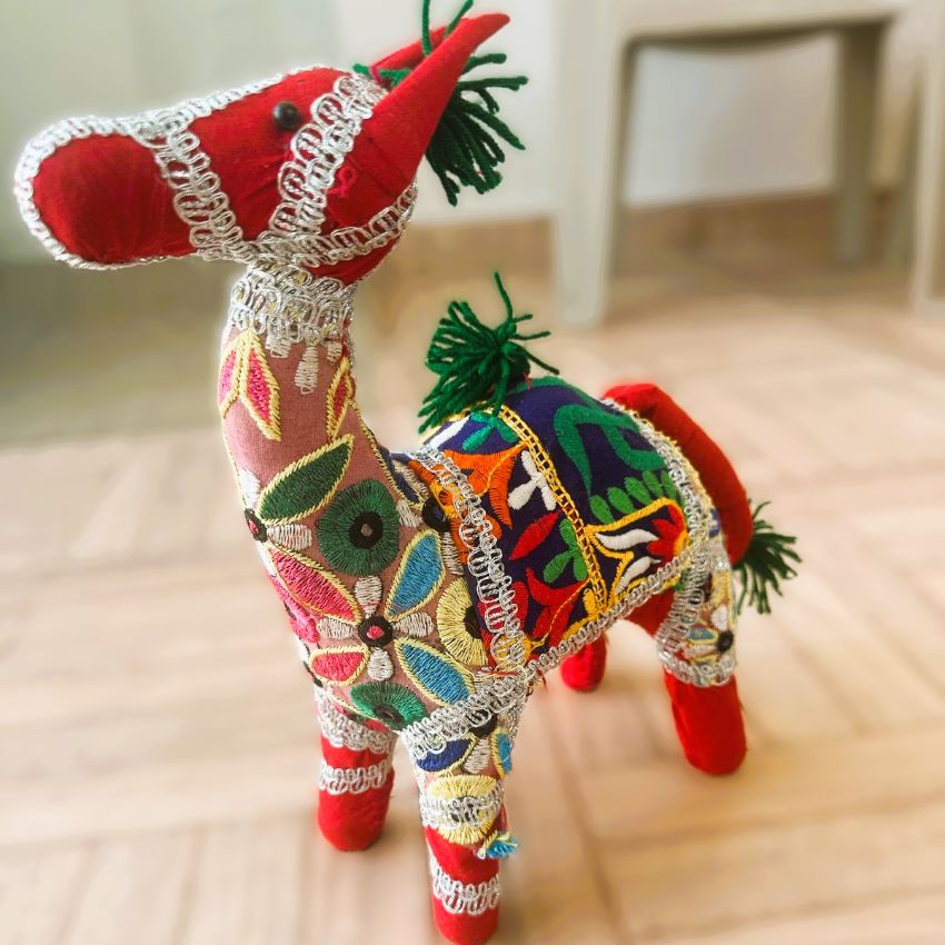 Delightful Multicolor Embroidered Camel Showpieces | 15 x 5 x 13 inches