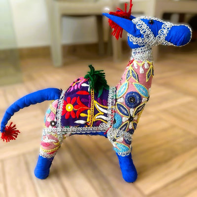 Splendid Blue Embroidered Camel Showpieces | 15 x 5 x 13 inches