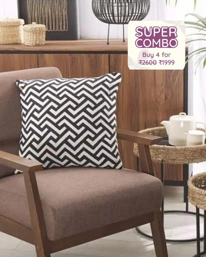 Chevron Cotton Jacquard Printed Cushion Cover | Single