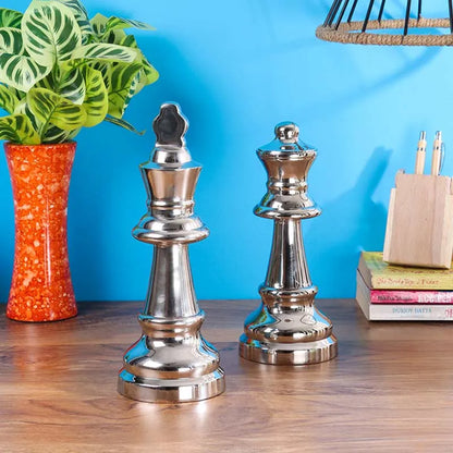 Large Chess King Queen | Multiple Colors Silver