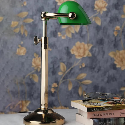 Handcrafted Green Banker's Adjustable Lamp