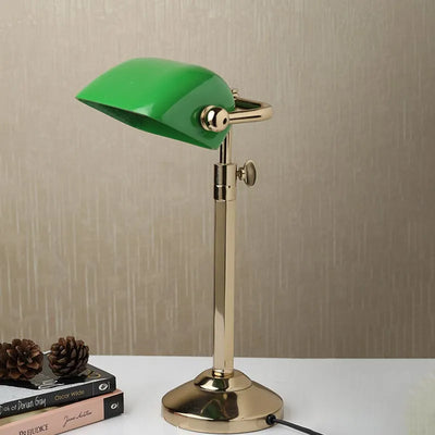 Handcrafted Green Banker's Adjustable Lamp