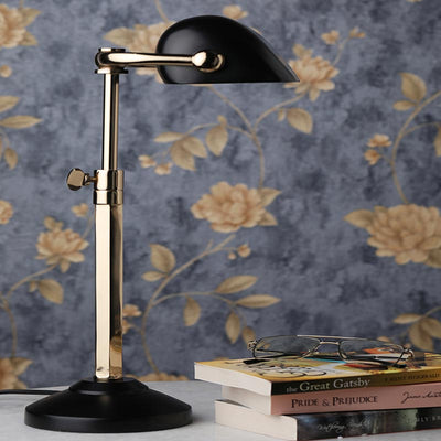 Handcrafted Black/Gold Adjustable Banker's Table Lamp Default Title