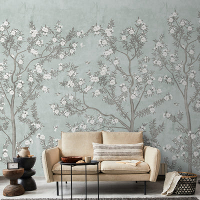 Green Chinoiserie Pattern Wallpaper | Multiple Options Soft feel