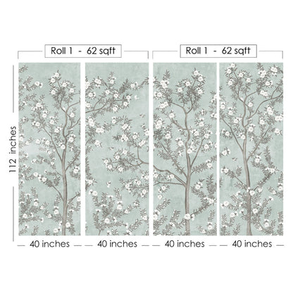 Green Chinoiserie Pattern Wallpaper | Multiple Options Soft feel