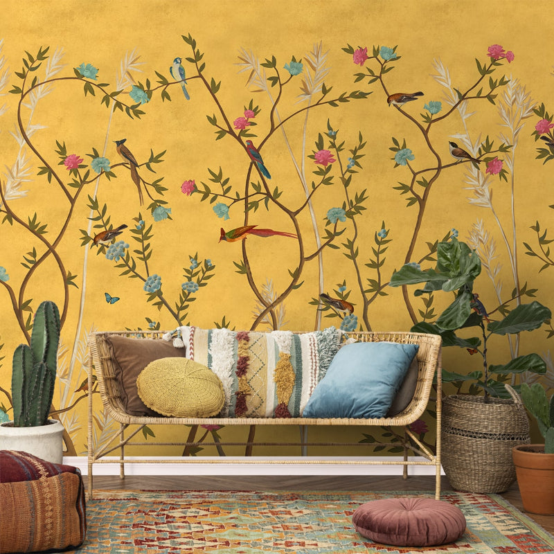 Flowers & Birds  Chinoiserie Wallpaper | Multiple Options Soft feel