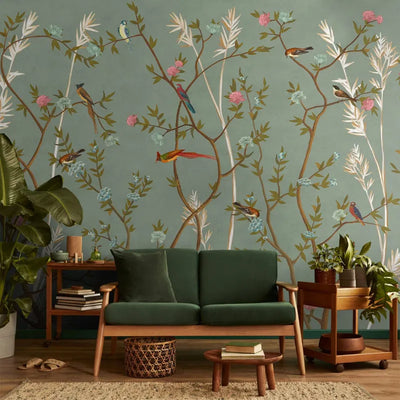 Trees, Flowers & Birds Chinoiserie Wallpaper | Multiple Options Soft feel