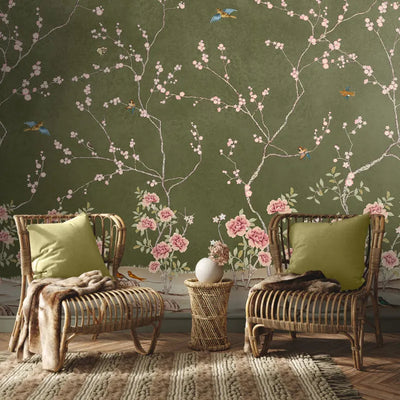 Flora Chinoiserie Pattern Wallpaper | Multiple Options Soft feel