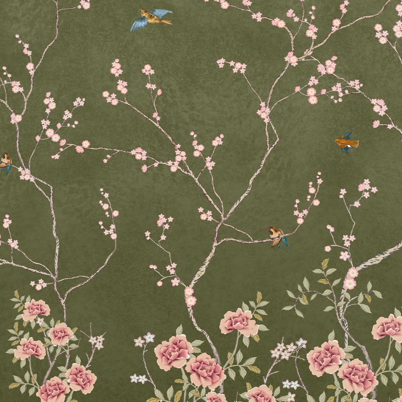 Flora Chinoiserie Pattern Wallpaper | Multiple Options Soft feel