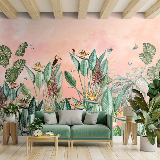 Tropical Birds Of Paradise Theme Designer Wallpaper | Multiple Options Soft feel