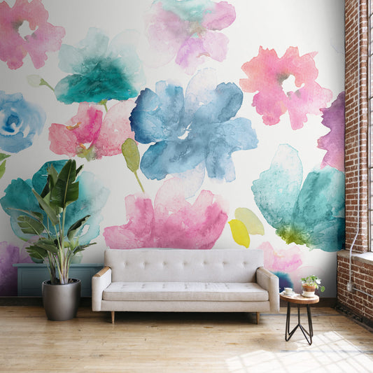 Painted Style Water Color Big Floral Wallpaper | Multiple Options Soft feel
