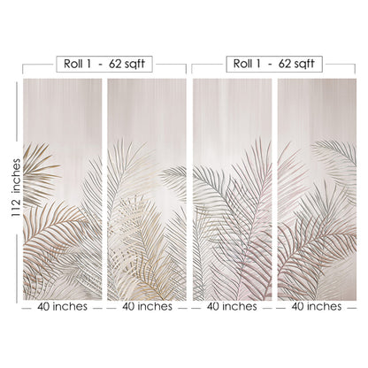 Beige Tropical Leaves In Stuble Background Design Wallpaper | Multiple Options Soft feel