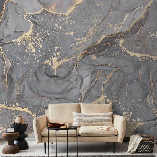 Grey Marble Stone Abstract Design Wallpaper | Multiple Options Soft feel